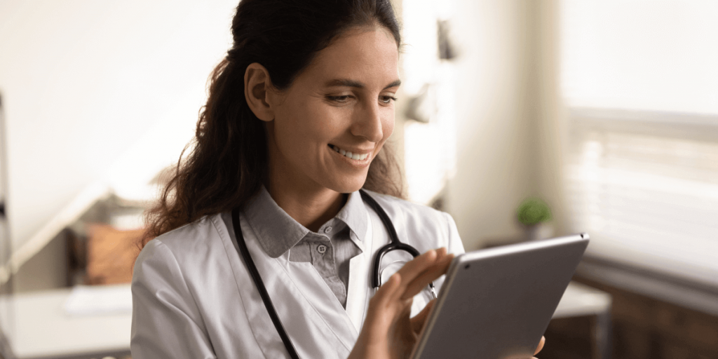 Doctor uses tablet to create a HIPAA-compliant eSignature