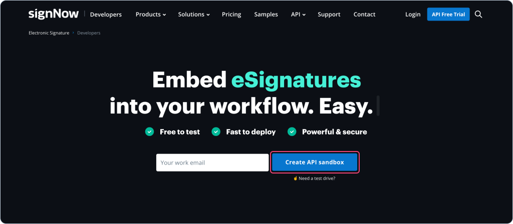 signNow Developers: How to create signNow API Sandbox