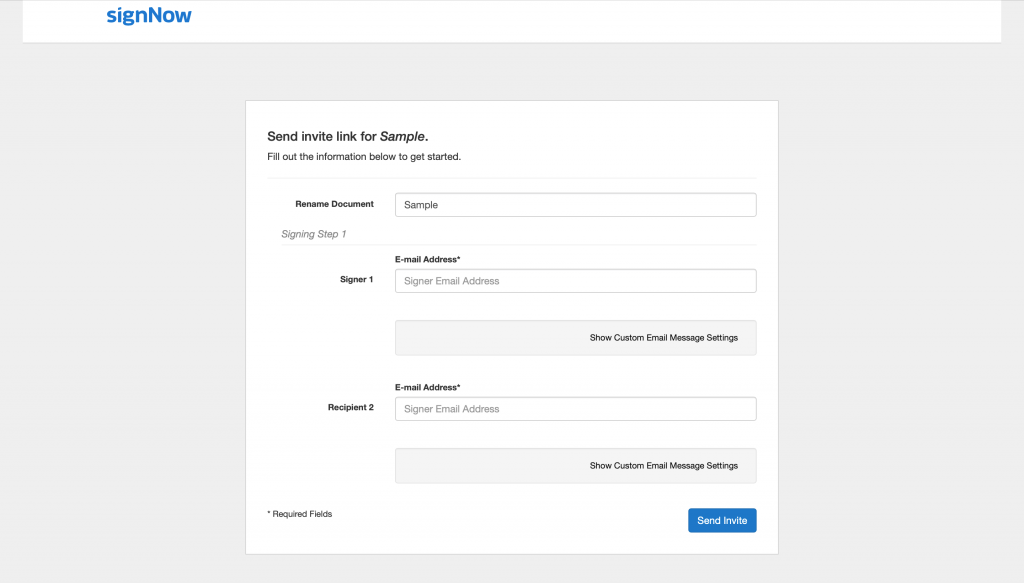 create signing link using signNow - define signer roles 