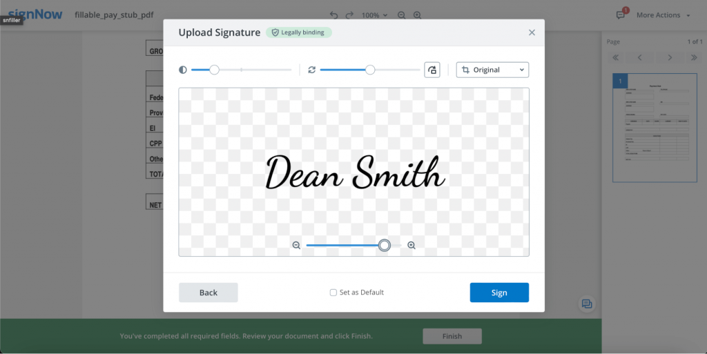 Upload signature in SignNow