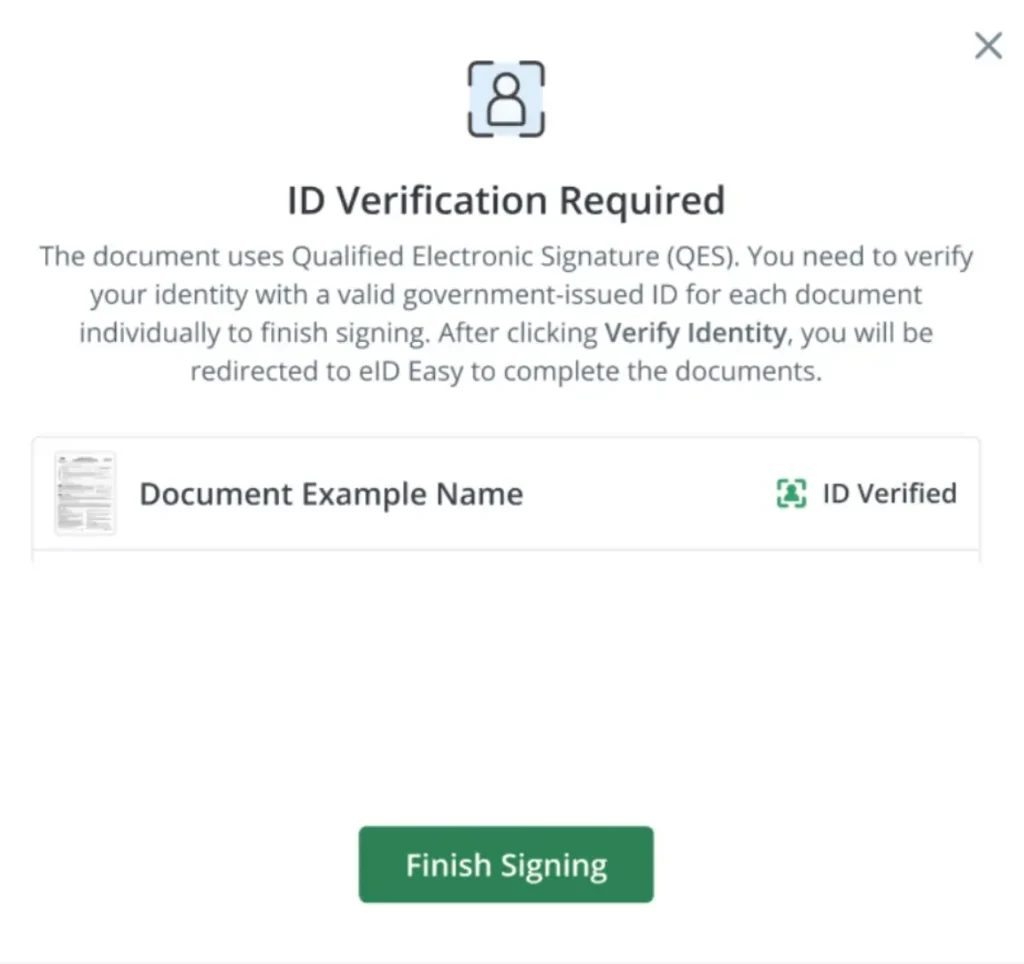 Once signer's identity has been verified, the document is considered signed