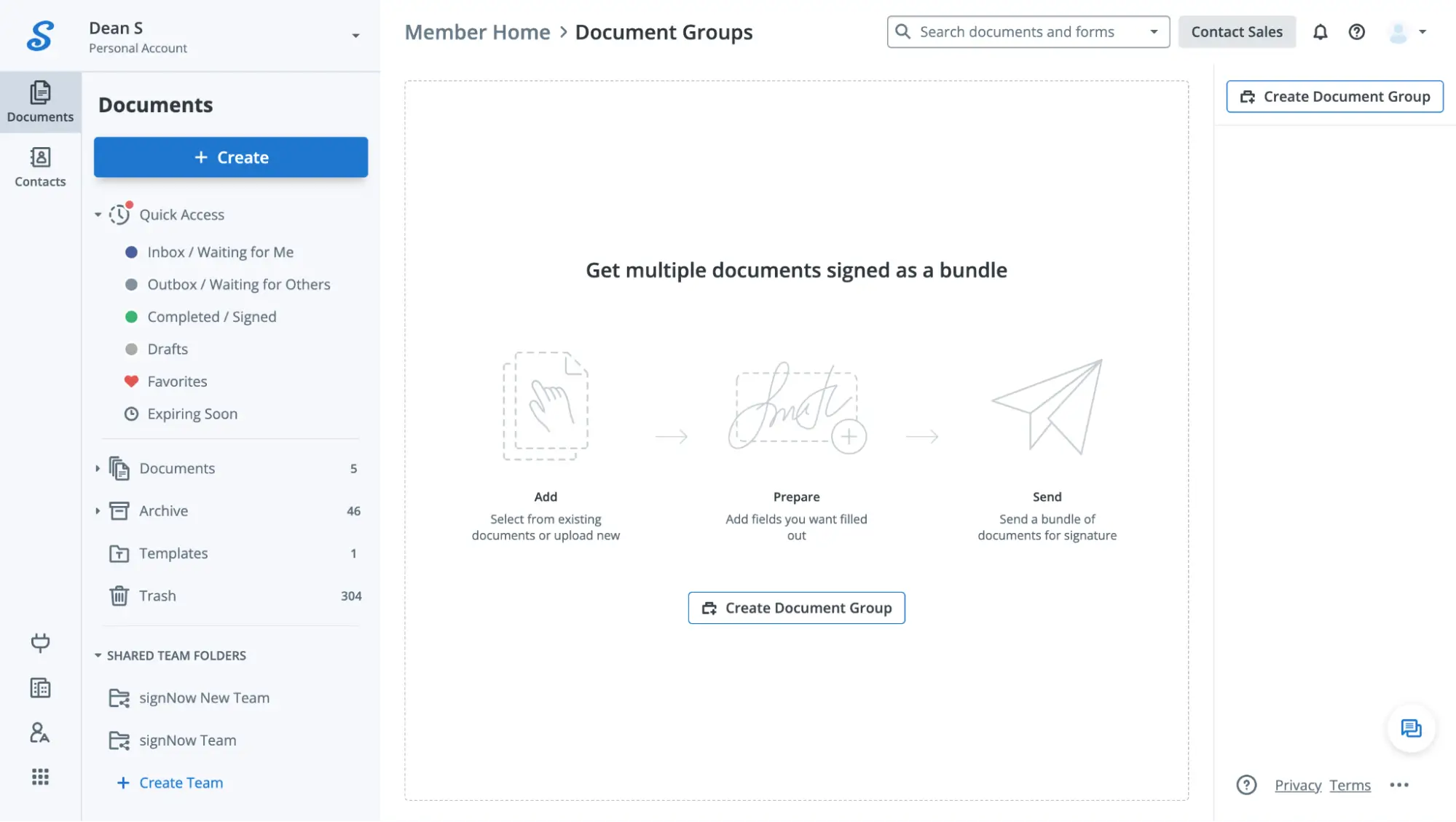 This image shows how to bundle your executive summary template with other documents in SignNow