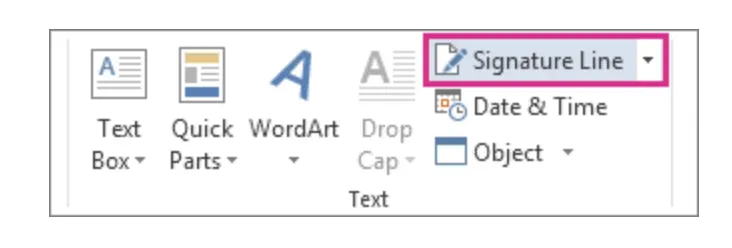 This image shows how to add a digital signature line