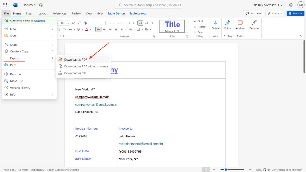 This image shows how to save your document as a PDF for added security