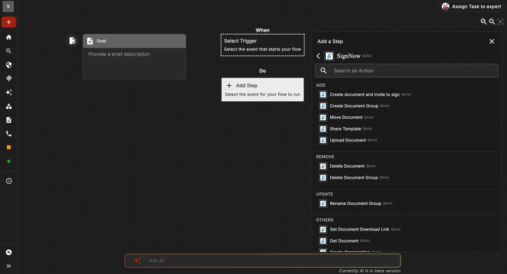 This image is a screenshot of viaSocket workflow settings