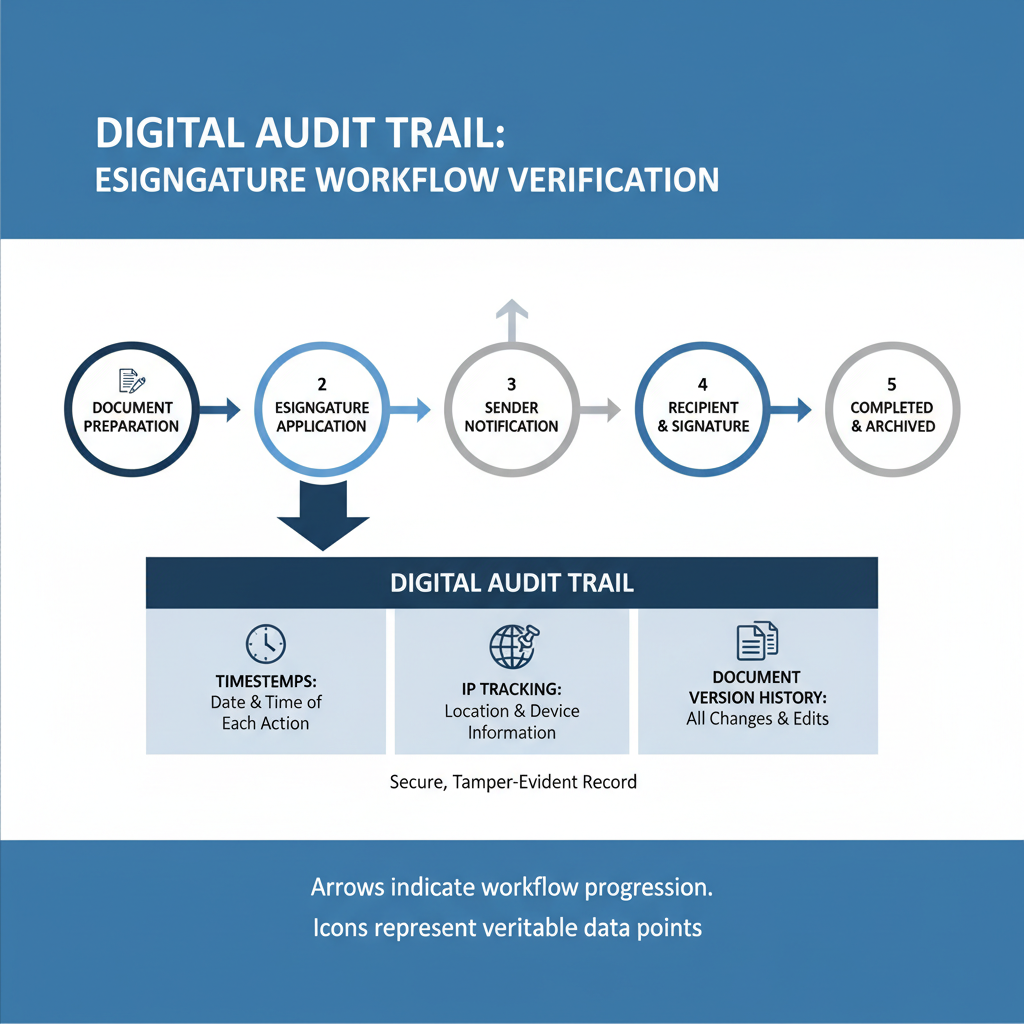 Illustration: Digital audit trail: e-Signature workflow verification. 